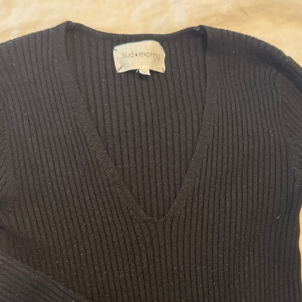 Express Women's Black V-Neck Sweater